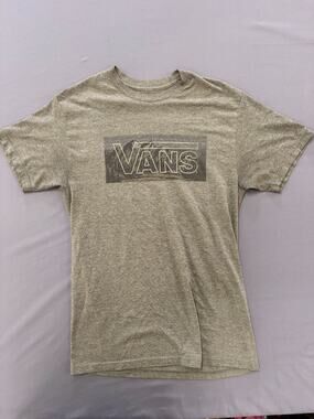 Vans T-Shirt Men's Size Small Green Black Embroidered Leather Logo Spellout